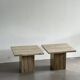 Set of Two Mid-Century Modern Side Tables in Travertine, Urban Wabi Style, Pair