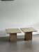 Set of Two Mid-Century Modern Side Tables in Travertine, Urban Wabi Style, Pair