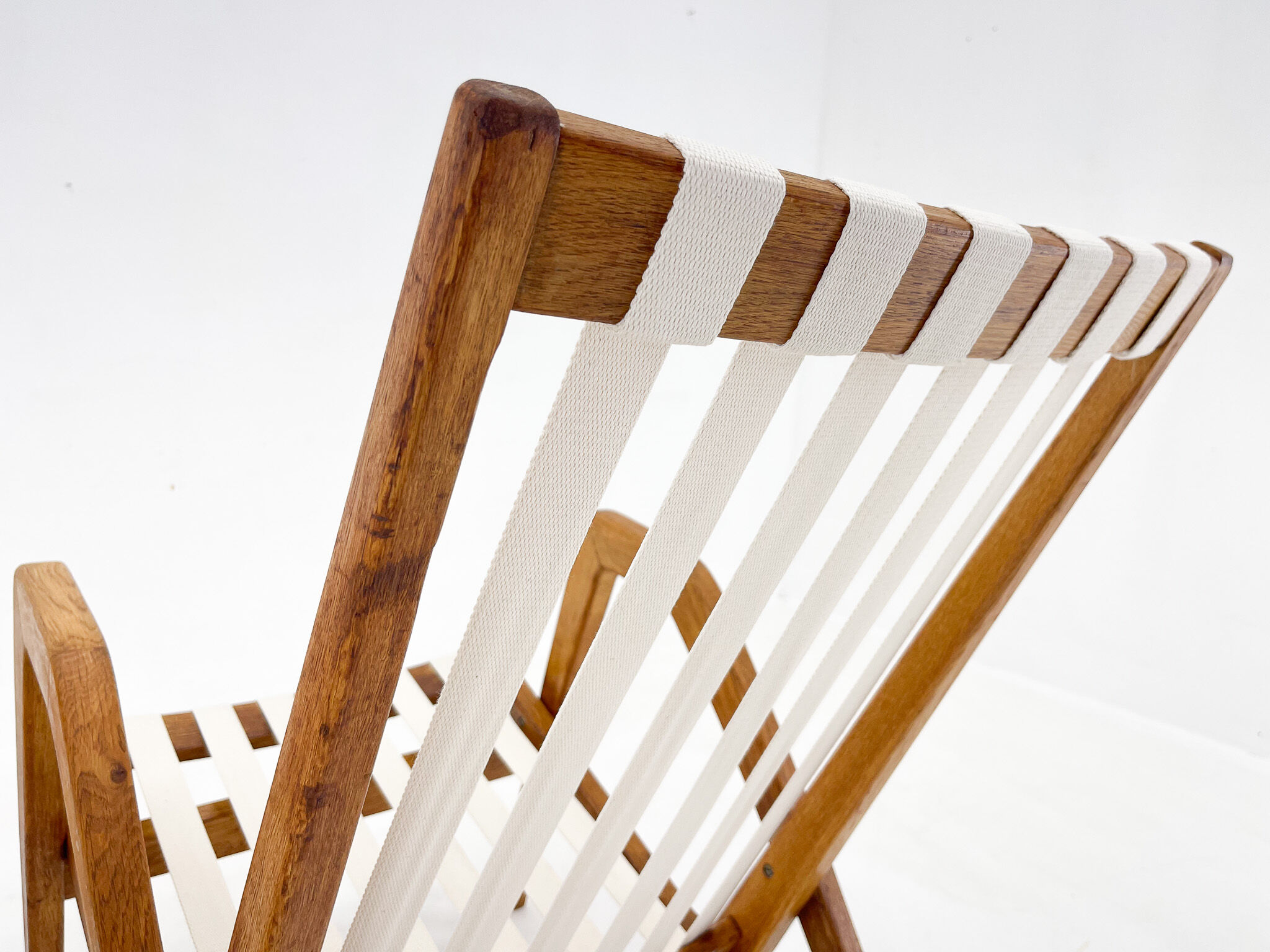 Pair of 1970s Jan Vaněk Oak Armchairs, Czechoslovakia