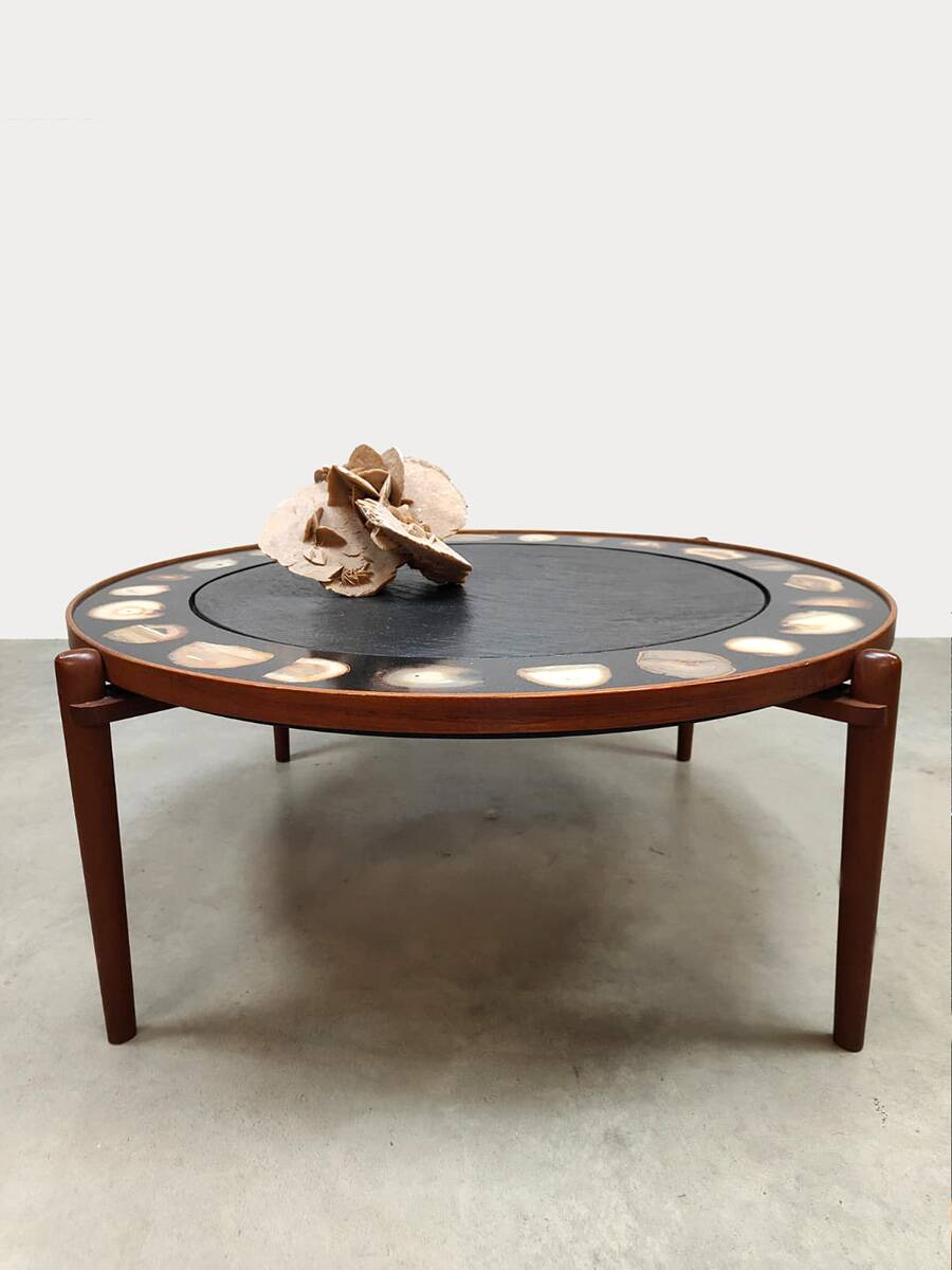 Vintage Heinz Lilienthal coffee table ‘E8’ agate & stone