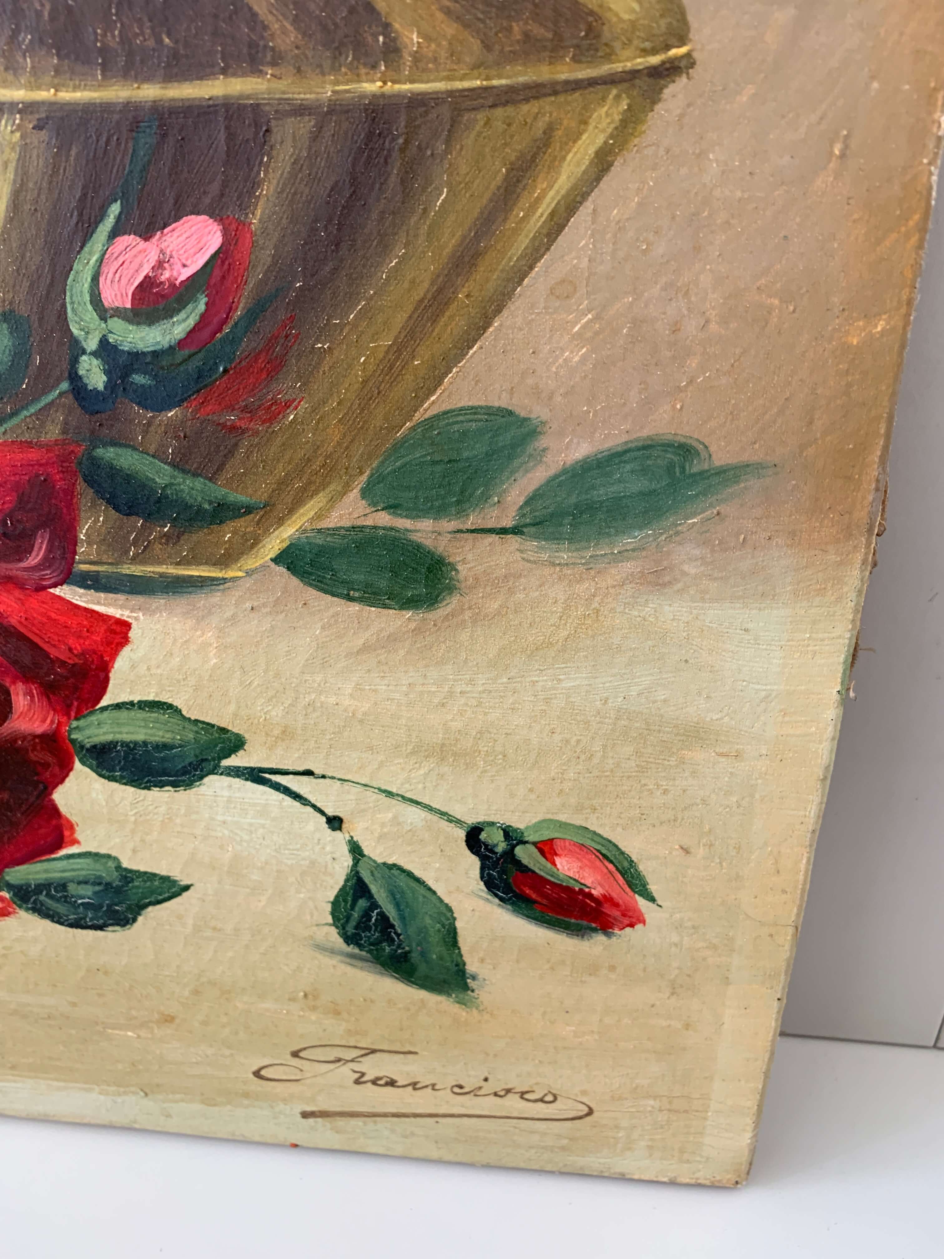 Ancienne peinture de roses