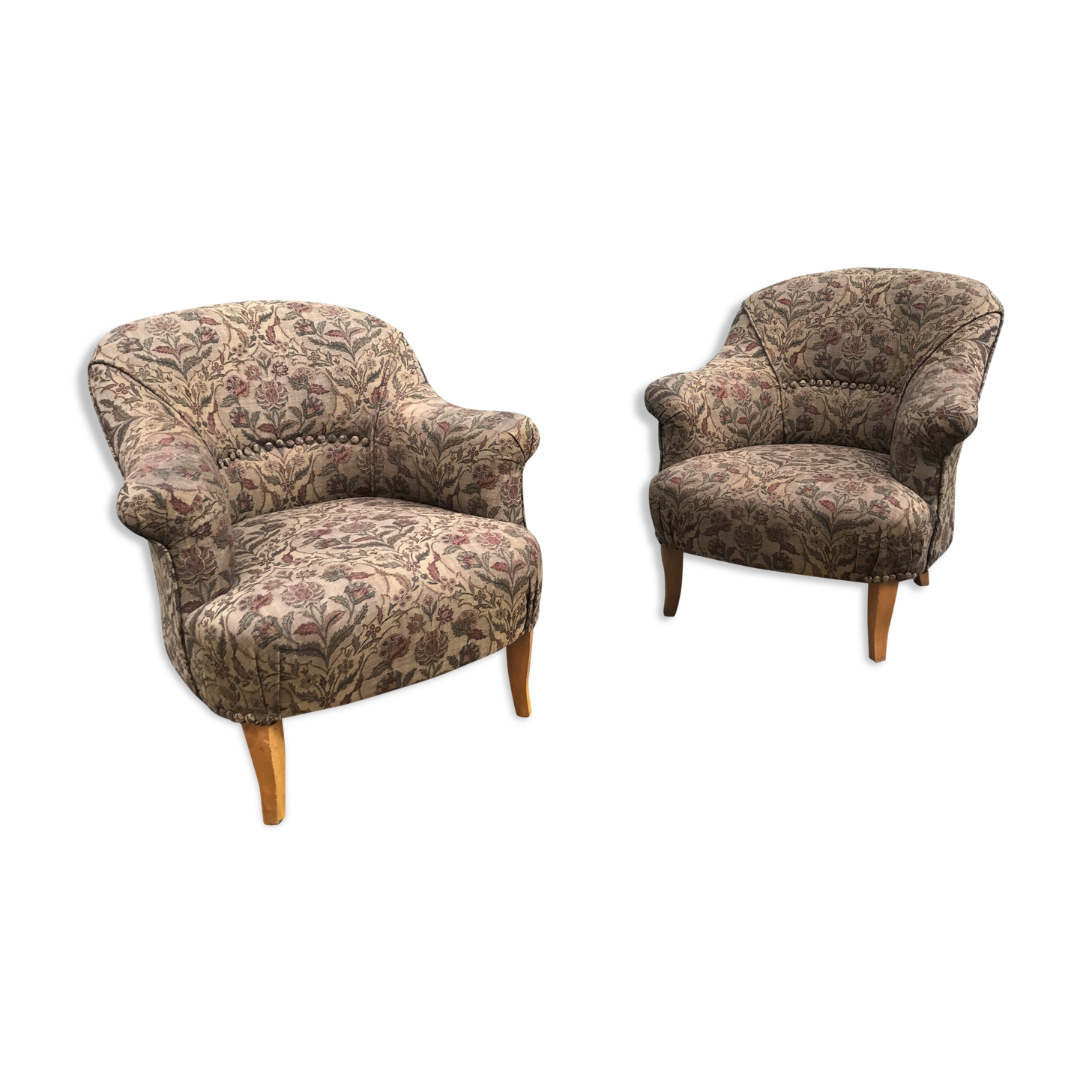 Pair of Art Deco toad armchairs