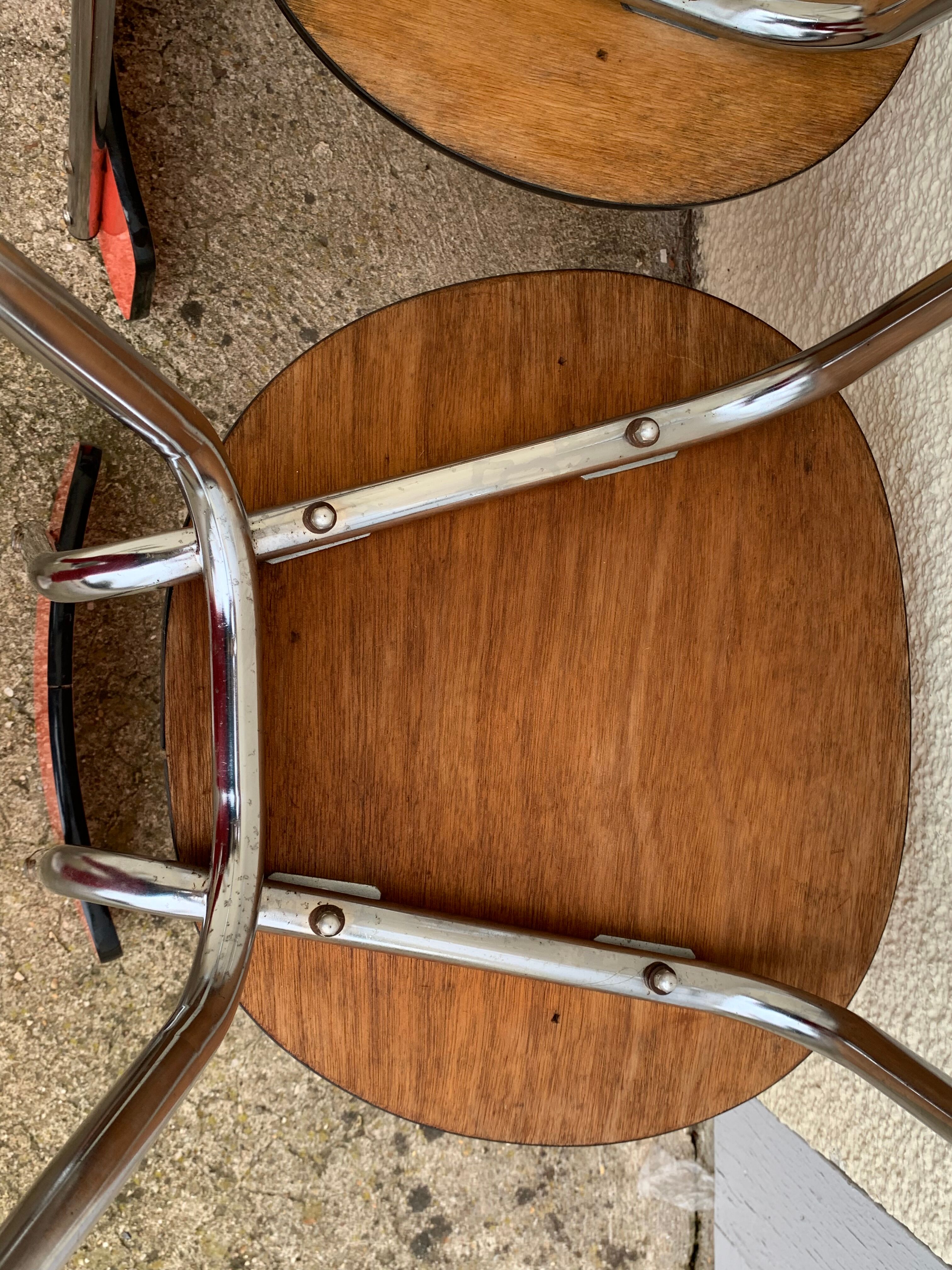 Red formica chairs 1950