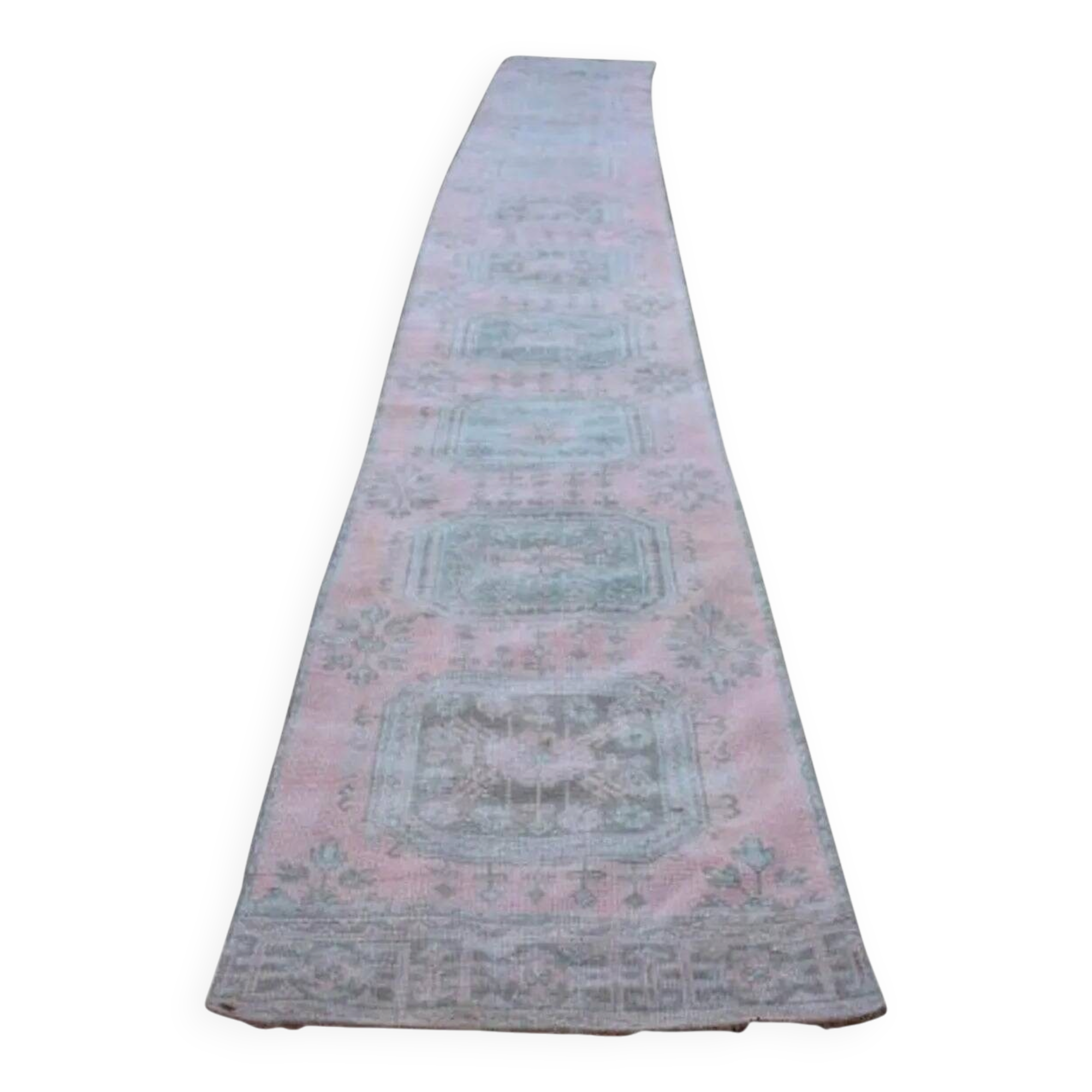 Vintage Turkish hallway rug 85x656 cm