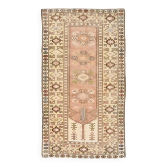 Tapis turc vintage crème et marron