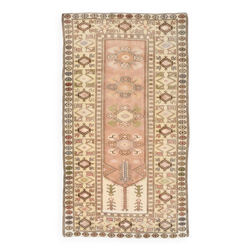 Tapis turc vintage crème et marron