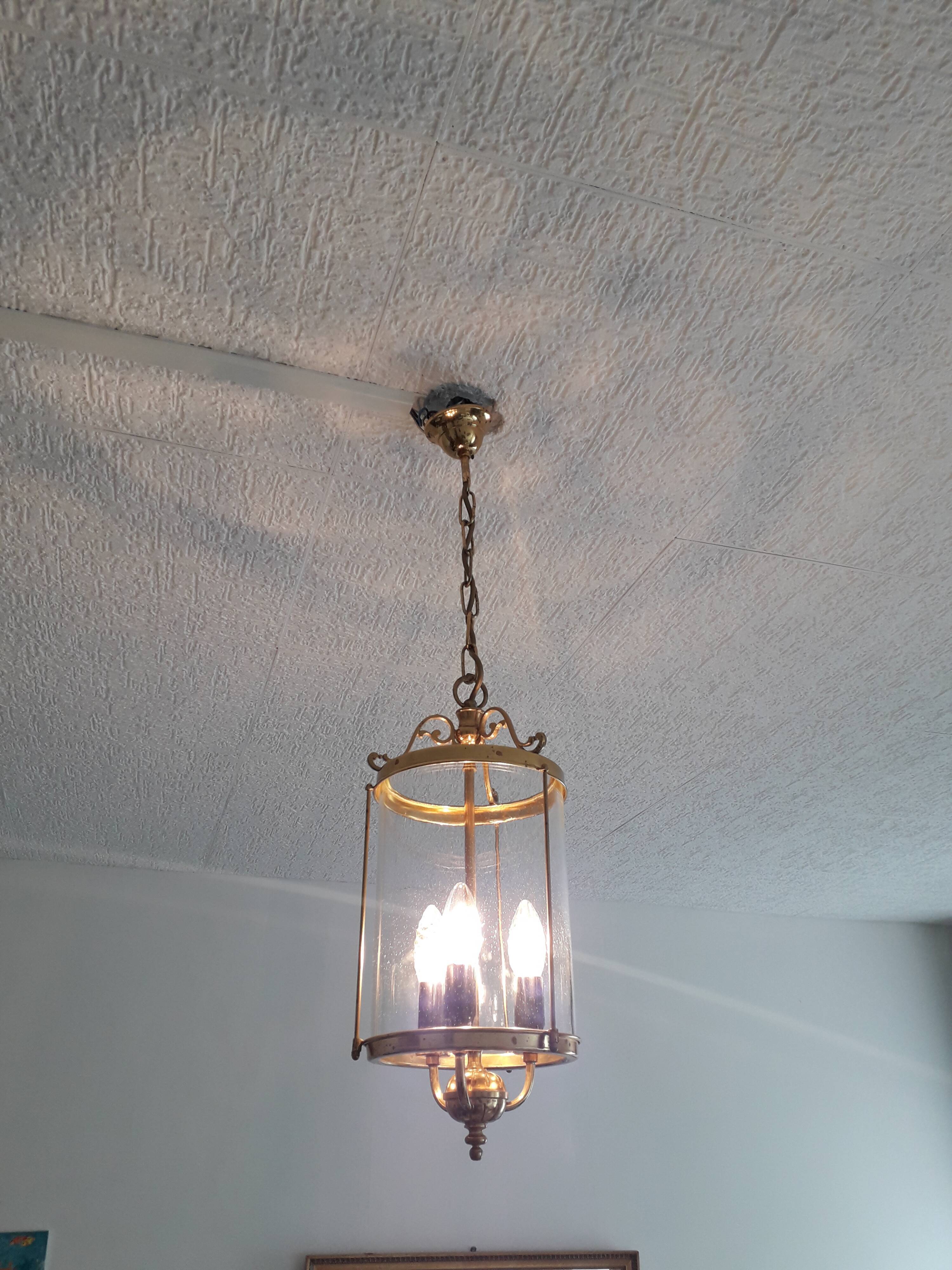 Old entrance hall lantern - 3 fires - convex glass - 50s