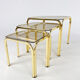 Tables gigognes en laiton et verre fumé, années 1970