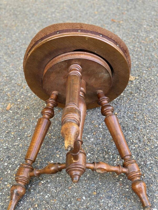 Tabouret de piano rond réglable Napoléon III