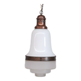 Antique two tone glass and copper pendant light