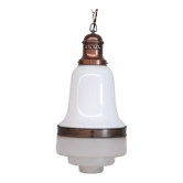 Antique two tone glass and copper pendant light