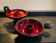 Duo of vintage enamelled ceramic candle holders born 60-70