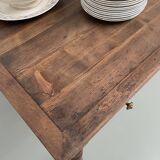Walnut and pine drapery farmhouse table