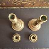 Pair of large candlesticks in gilded brass, 19th century