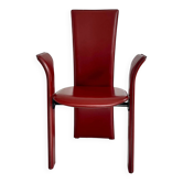 Chaise haute en cuir "Psyra" vintage, Italie années 1980