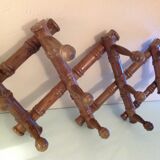 Ten-headed wooden accordion coat rack / vintage 60s-70s