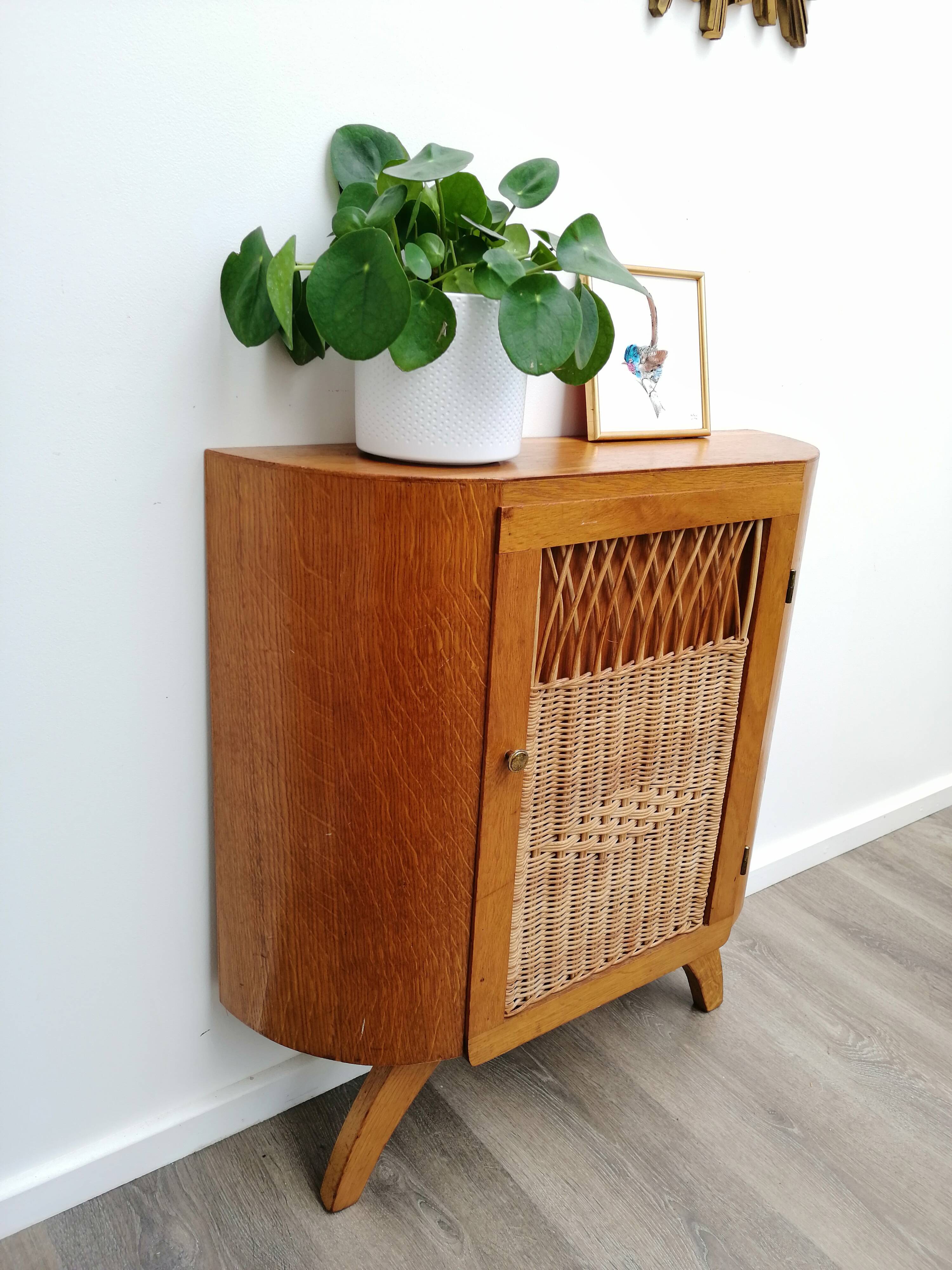 Wooden and rattan buffet