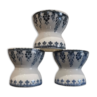 Set of 3 diabolo egg cups Terre de Fer blue decor