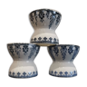 Set of 3 diabolo egg cups Terre de Fer blue decor