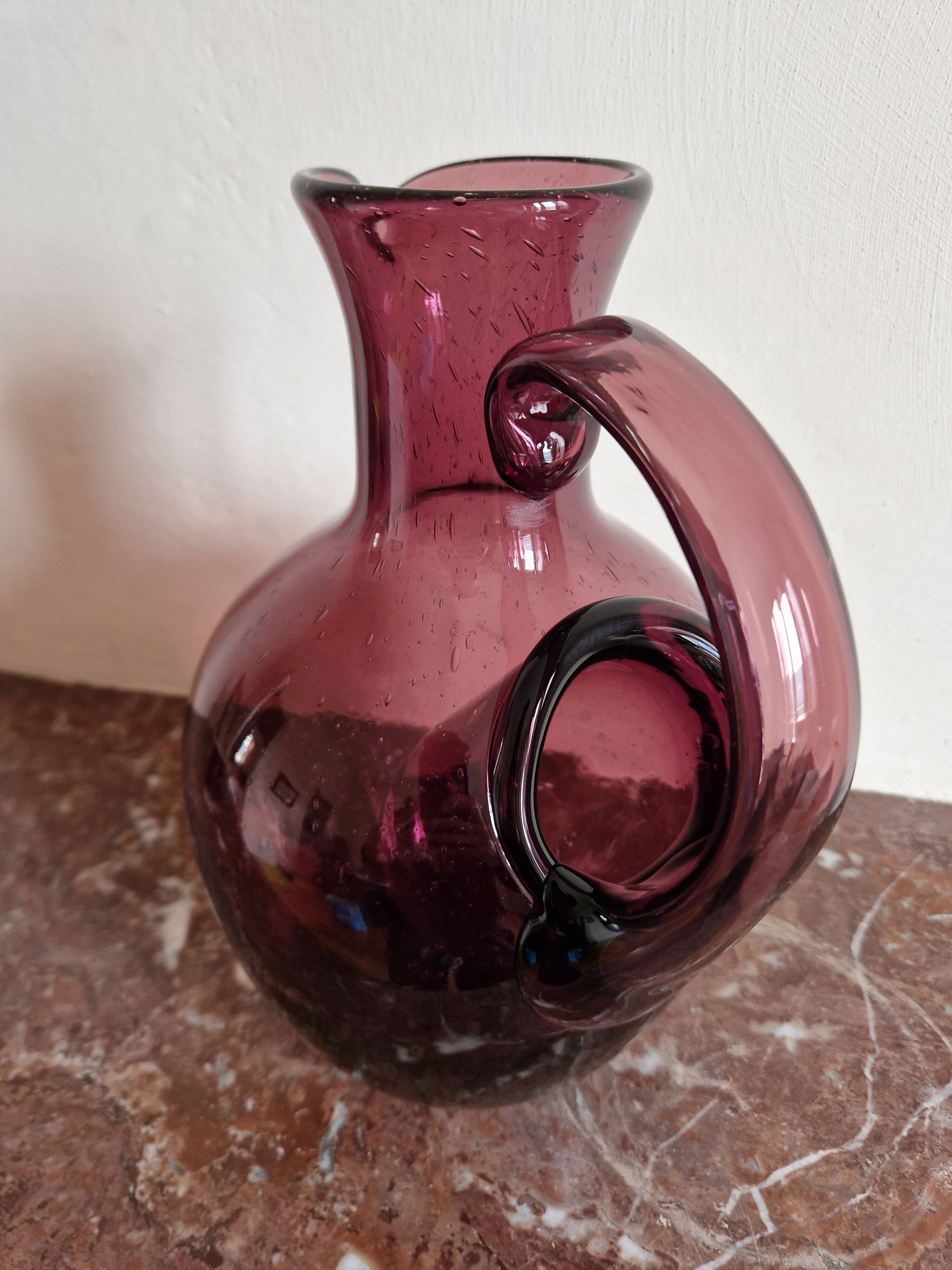 Amethyst blown glass bubble ice carafe Biot