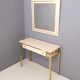 Postmodern pale pink formica and brass console with wall mirror, italy