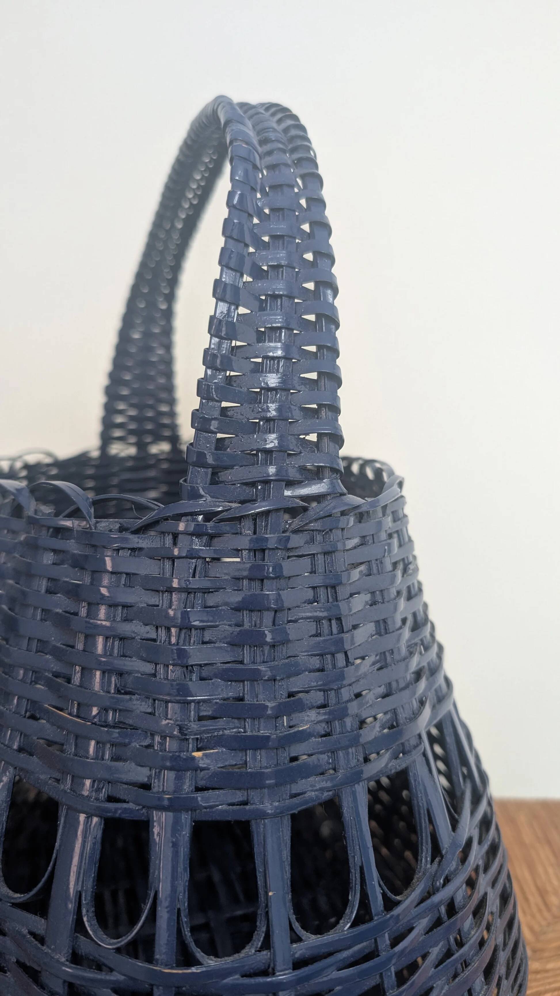 Blue wicker basket