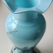 Murano vase in blown Art glass, marbling inclusions, scrolls. High 20 cm