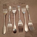 6 christofle Cluny fish forks, very good condition.