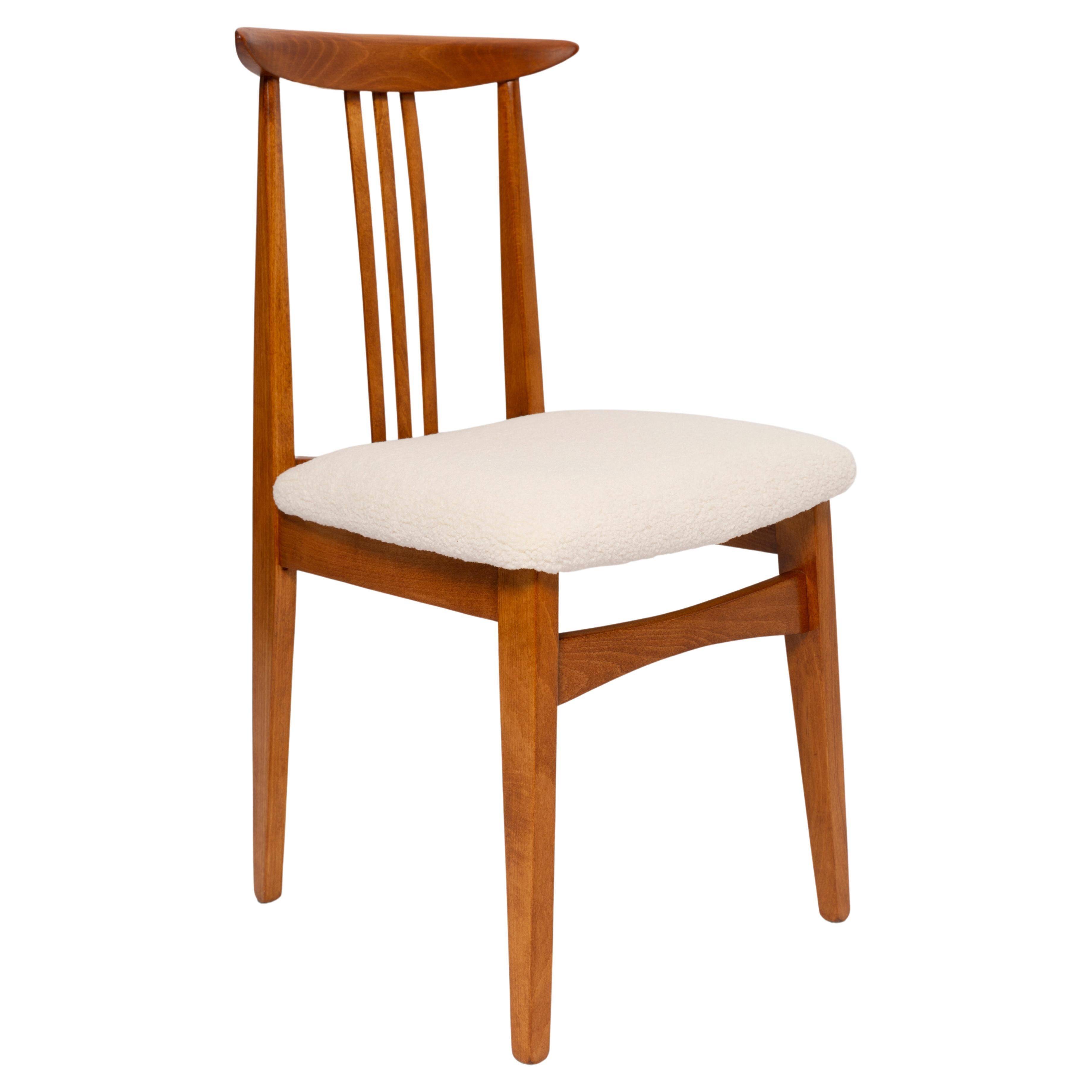 Ivory cream boucle chair mid-century by M. Zielinski, Europe, 1960s