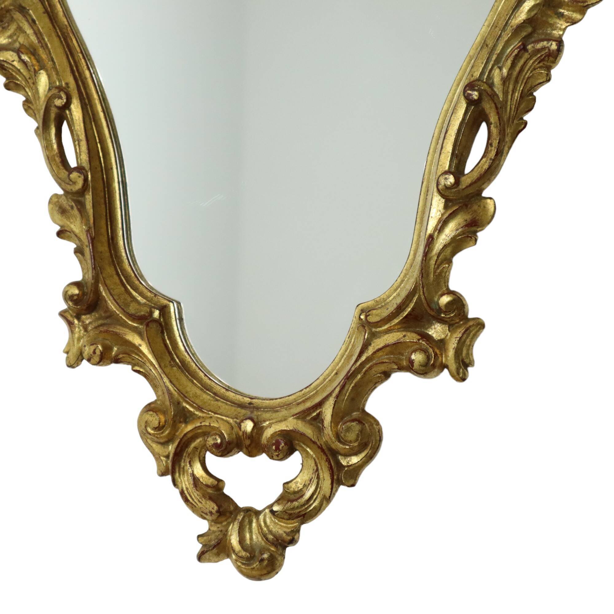 Small Vintage French Gold Baroque Mirror Crested Mirror Resin 1960s