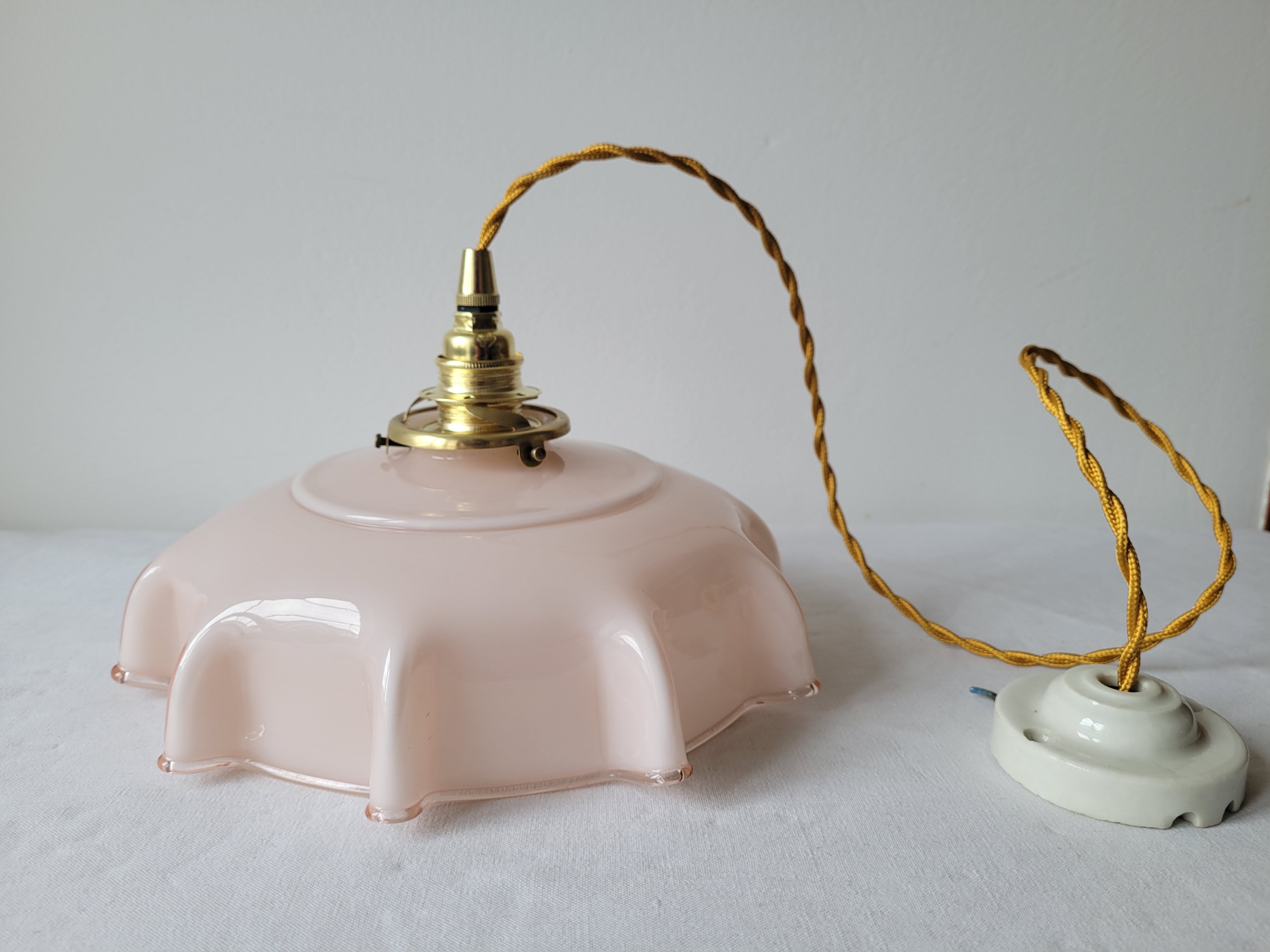 Pink opaline pendant light