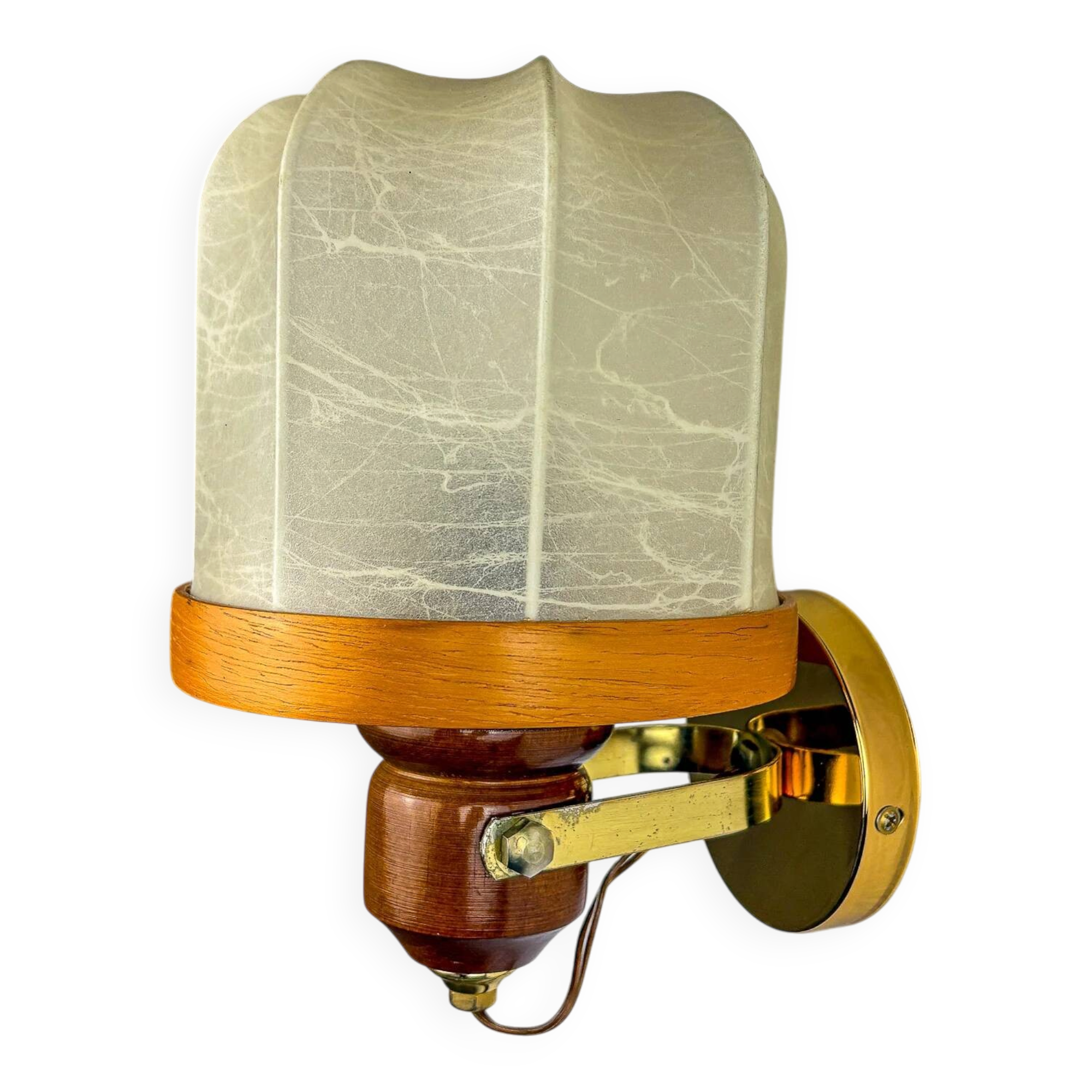 Italian articulated "Cocoon" wall light, resin and pine, 1970s