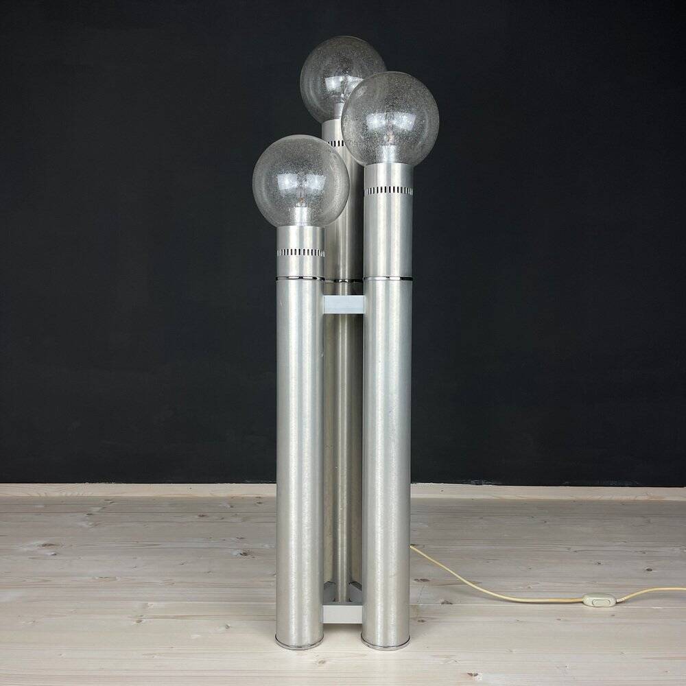 Brushed aluminium floor lamp, Italy, 1970s