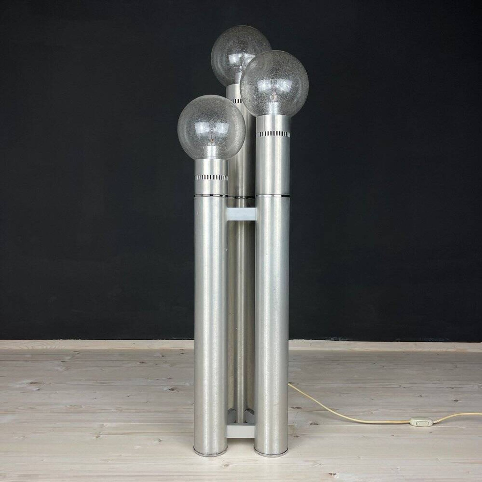 Brushed aluminium floor lamp, Italy, 1970s
