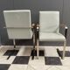 Unique Chrome and grey leather chairs made on demand 1980s