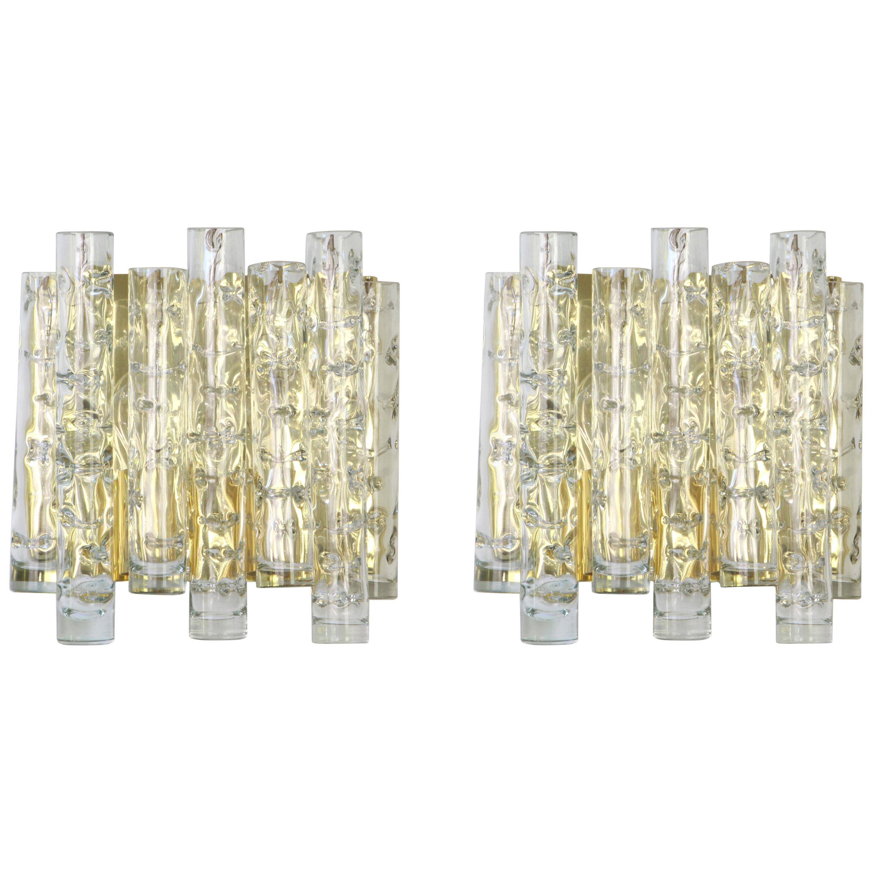 Pair of large Murano glass wall sconces by Doria, Germany, 1960s.
