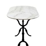 Oval marble and cast iron bistro table