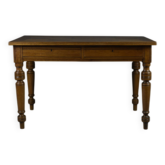 Table ancienne en chêne – XIXe siècle | Entièrement restaurée | Plateau en marqueterie