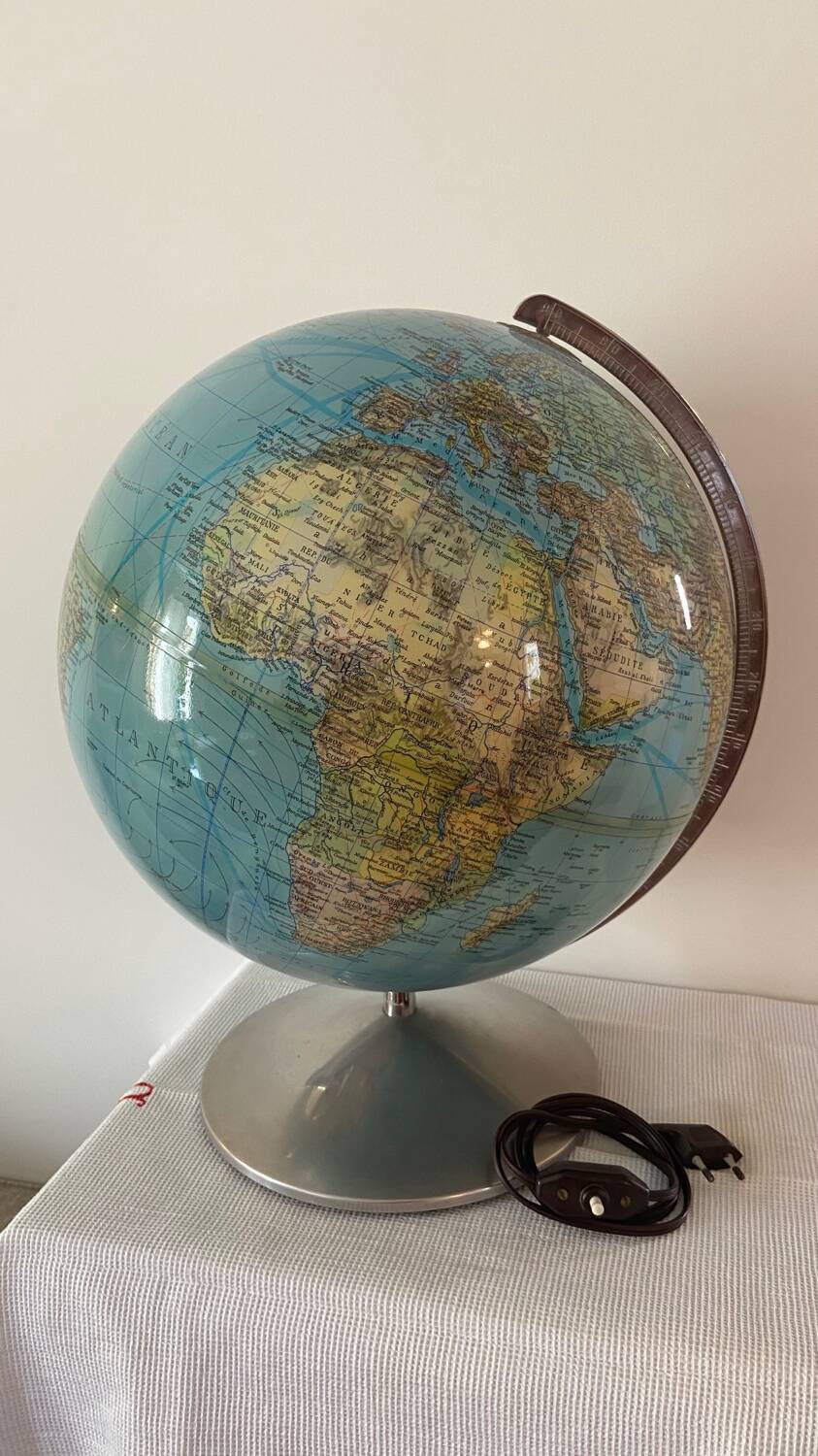 Very large luminous terrestrial globe Hercules 1960