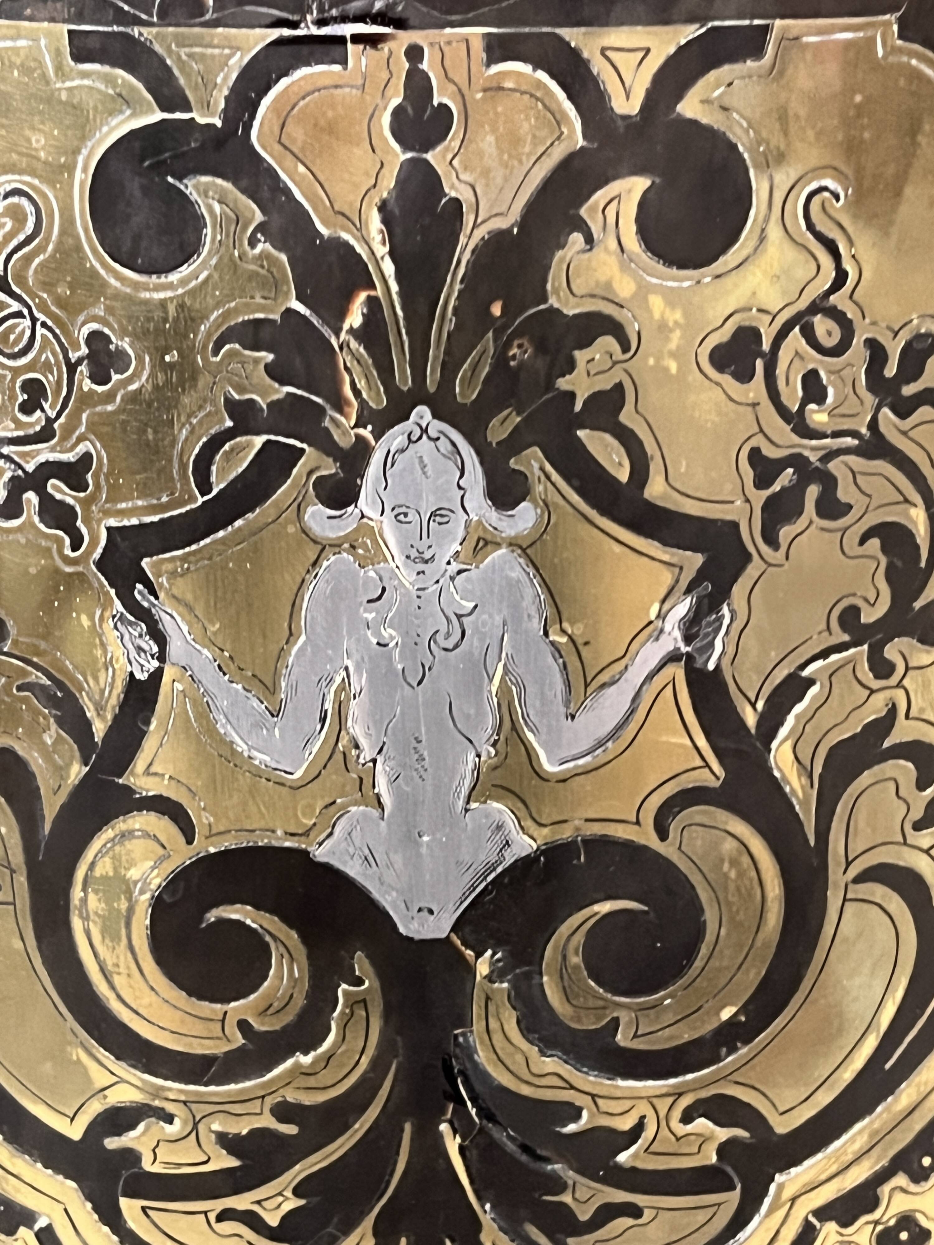 Low Boulle marquetry buffet, curved support furniture, Napoléon III period.