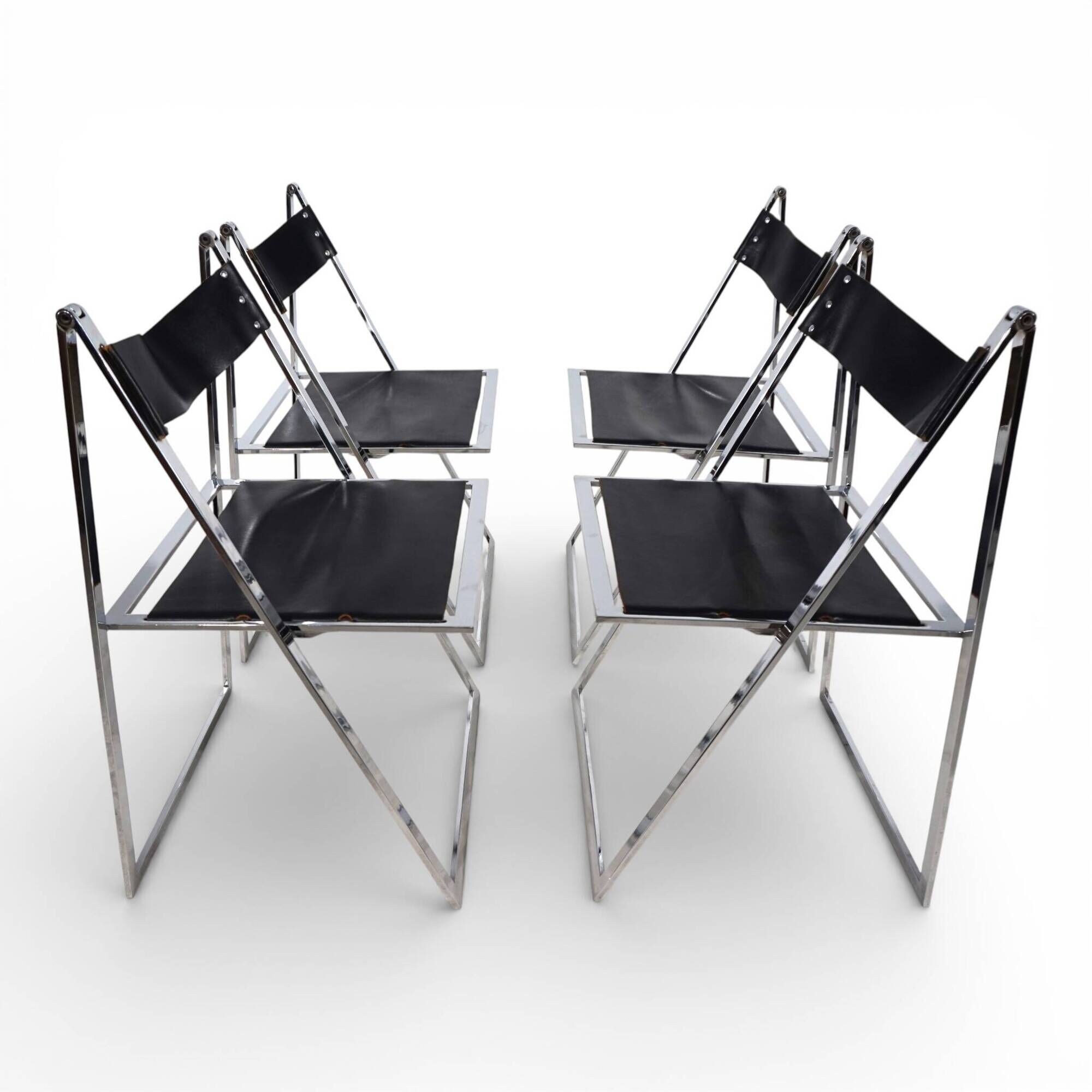 Lübke 4-piece set of folding dining chairs by Fantoni&Geraci, 1969