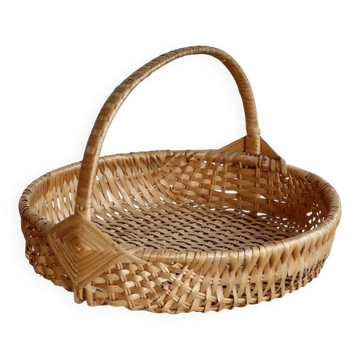 Panier de récolte vintage en osier tressé main