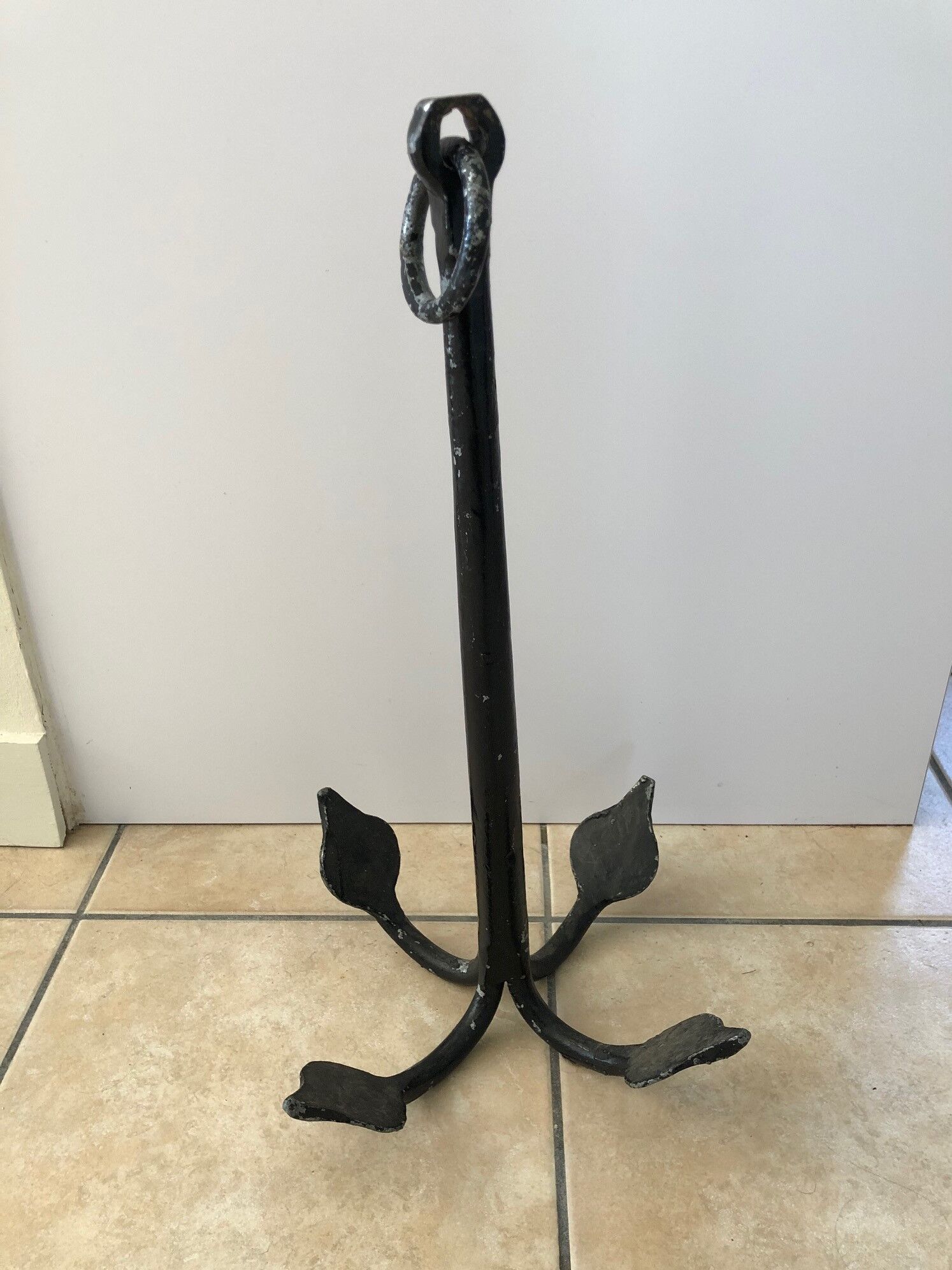 Black cast iron boat anchor