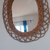 Oval rattan mirror
