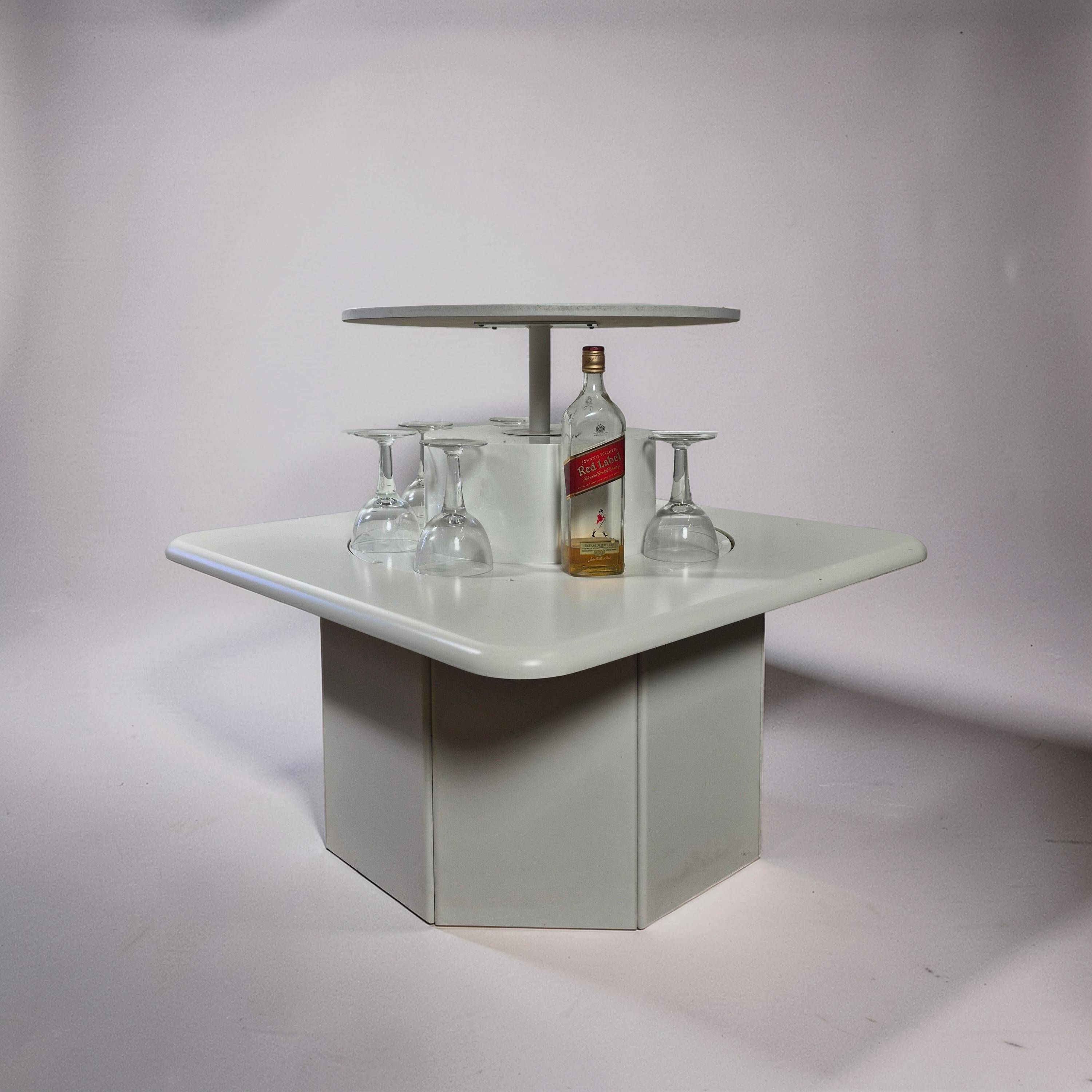 Post modern coffee table with a hidden rotating bar, Germany 1980s