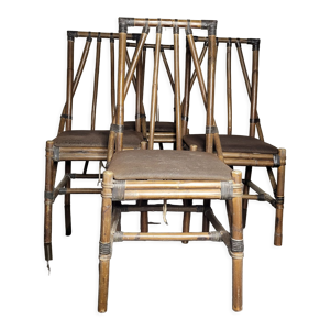 4 chaises bois façon - bambou