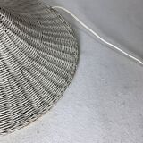 Mid-century French rattan wicker boho floor lamp, 1950s-1960s