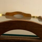 Serving tray in wood, brass and glass, 1960