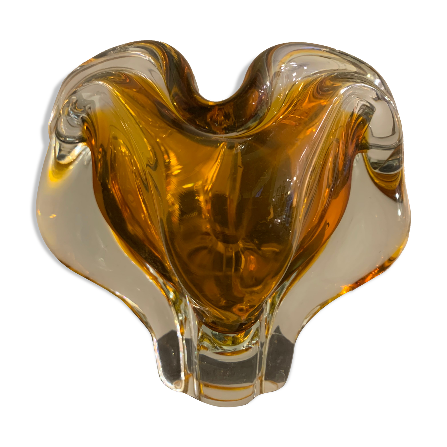 Murano orange-yellow glass ashtray 1960