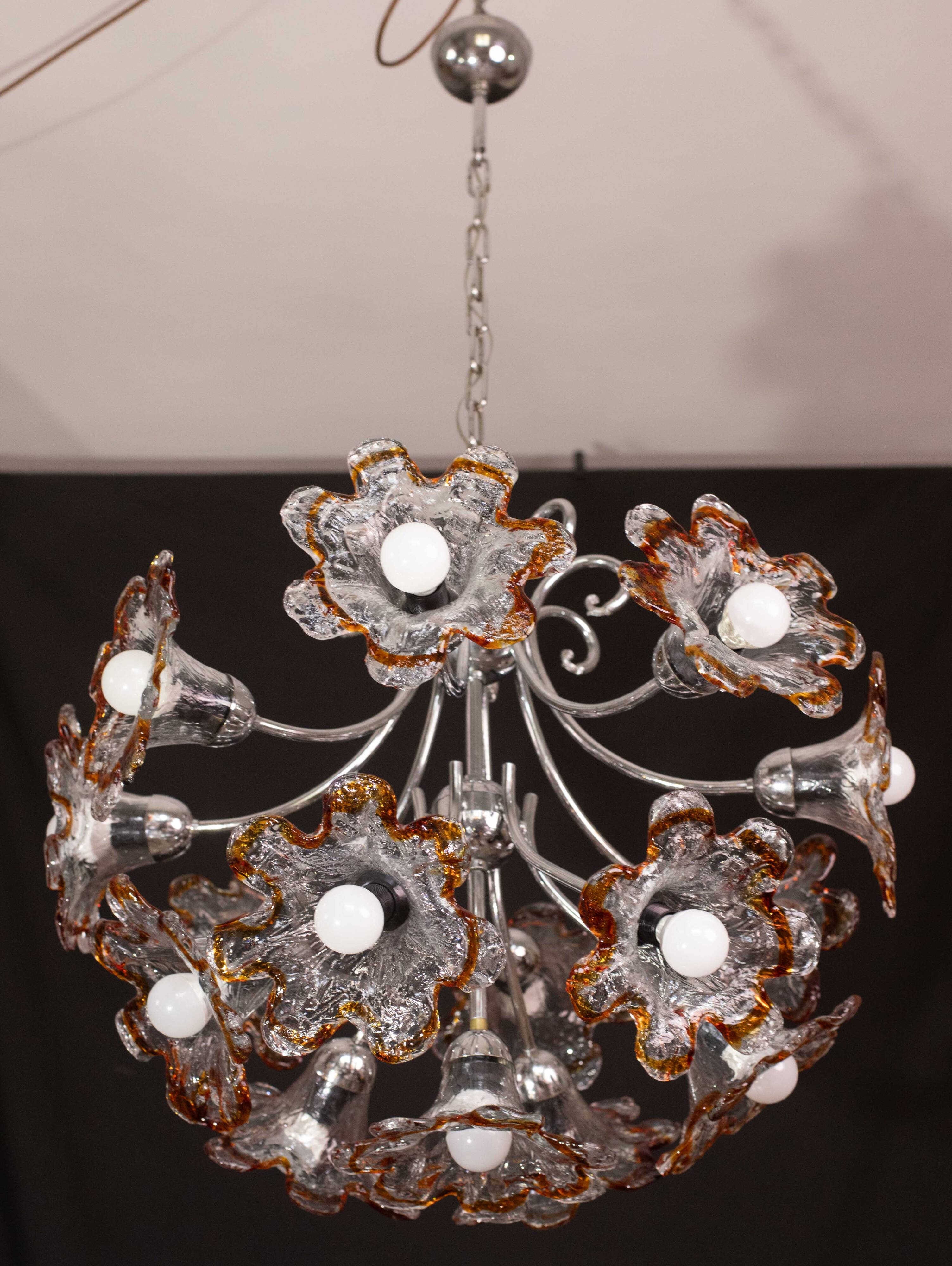 Murano Multicolor Sputnik Flowers Chandelier by Mazzega, 1970s